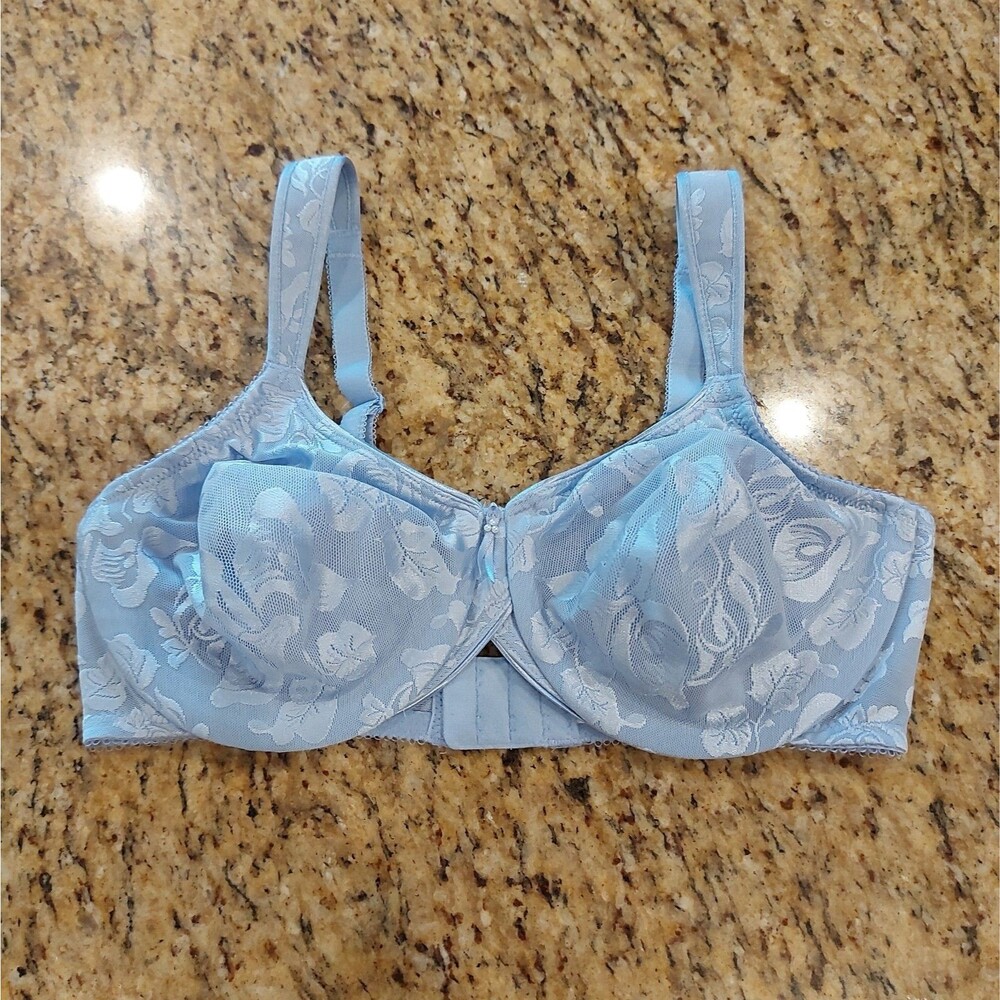Wacoal Awareness 36D Blue Floral Jacquard UW Full Coverage Bra 85567 Unlined